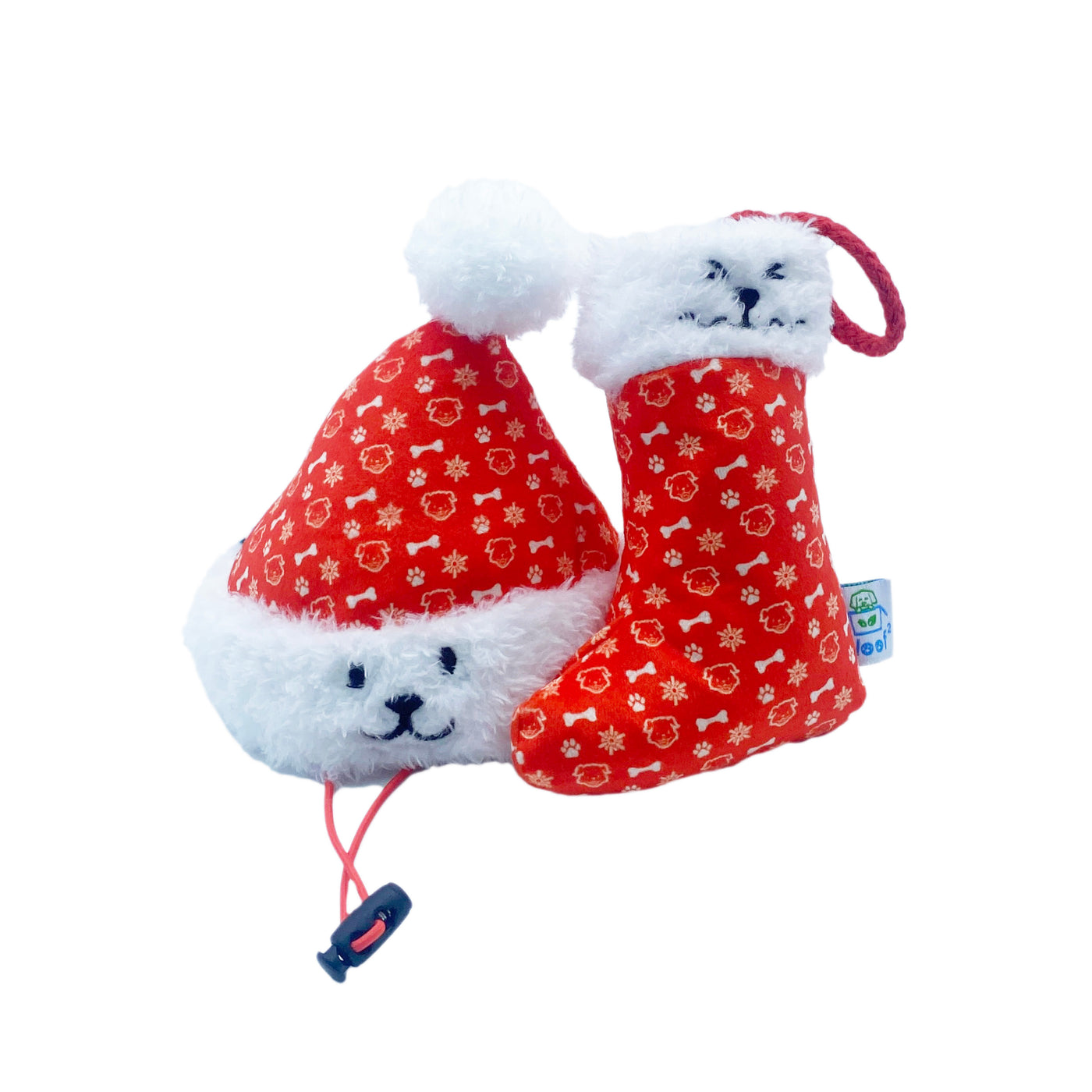 Woof² | Christmas Santa 8% OFF Bundle [Christmas Santa Hat + Christmas Stocking Soft Plush Pet Toys]