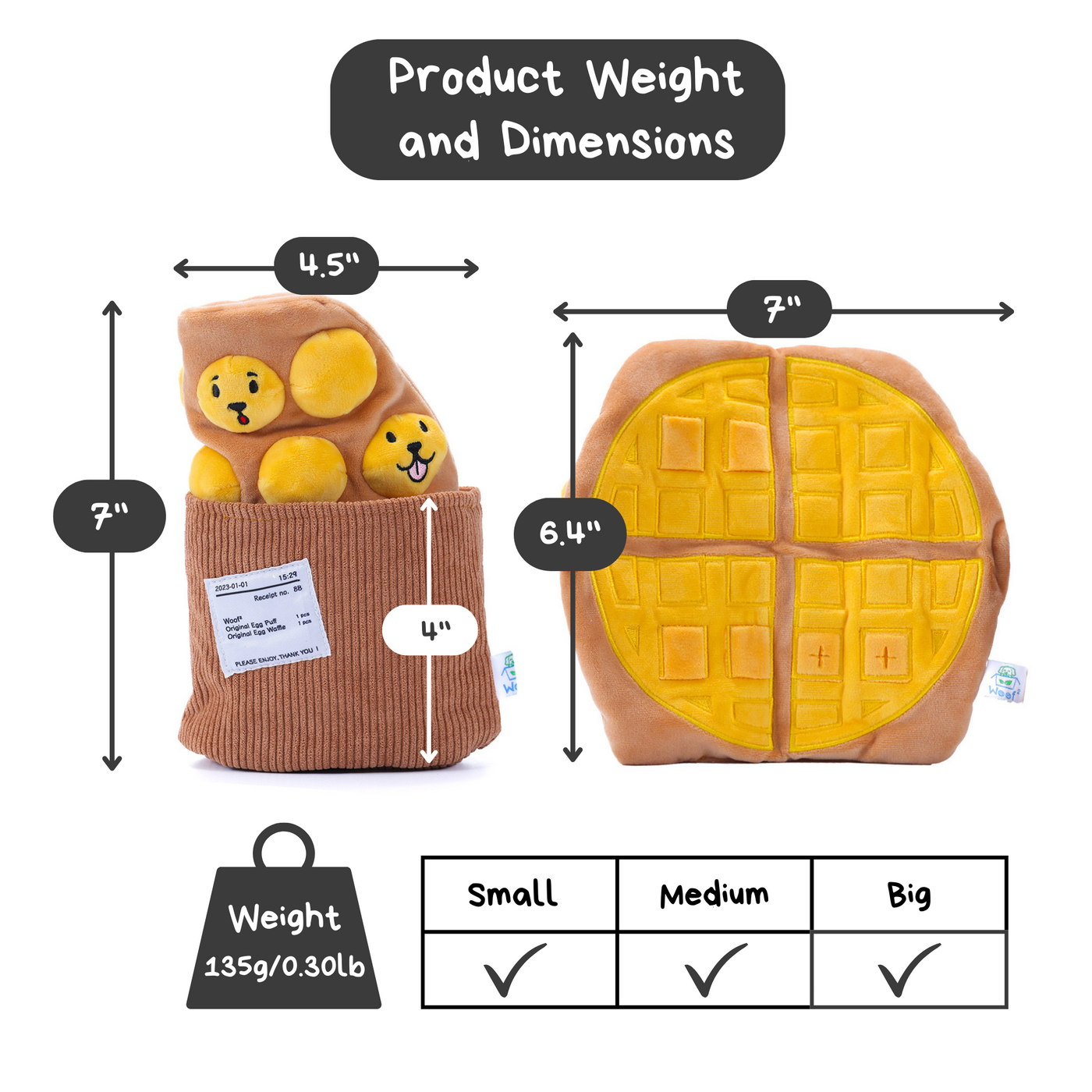 Woof² | HK Street Food 15% OFF Bundle [Egg Puff/Waffle + Curry Fishball Soft Plush Pet Toys]