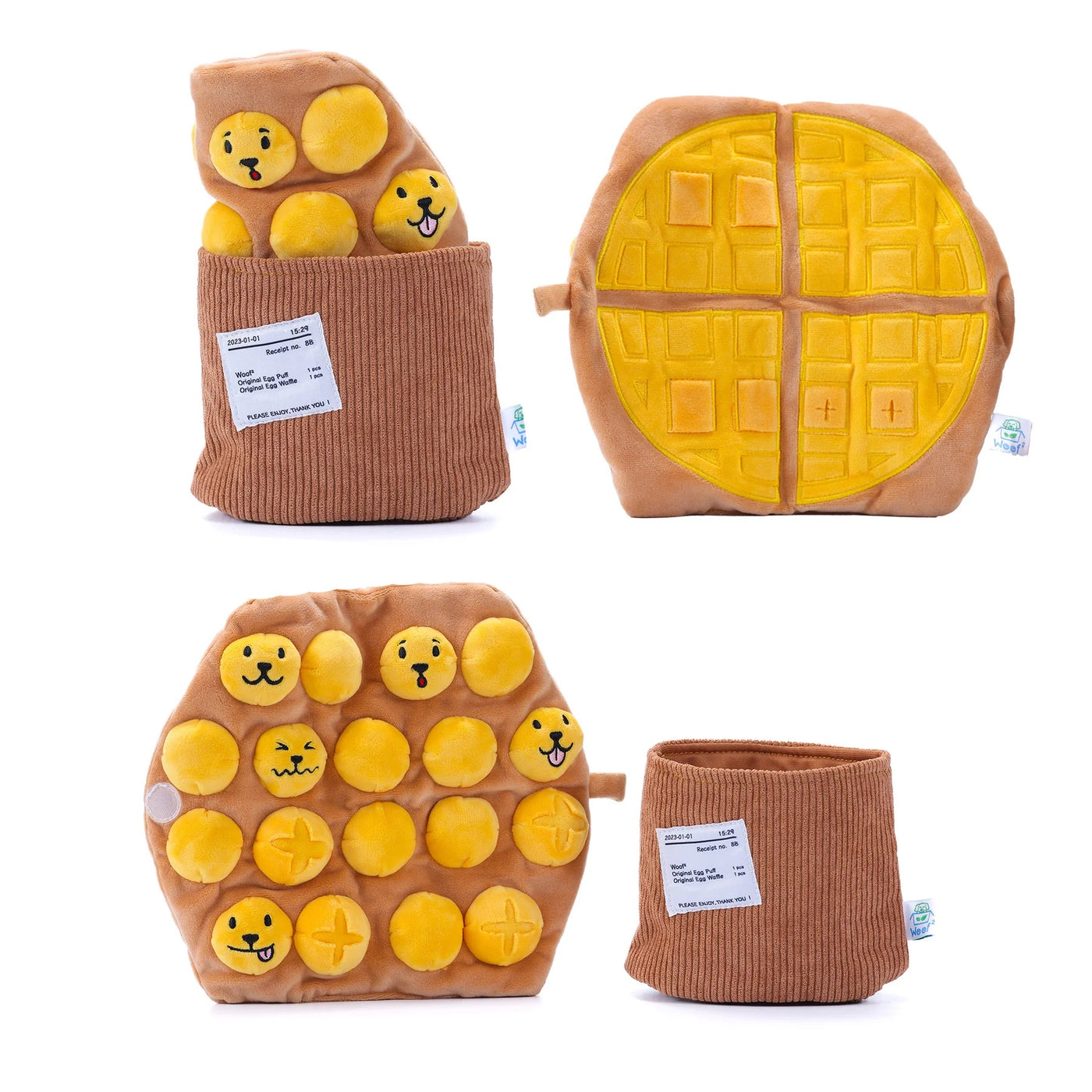 Woof² | HK Street Food 15% OFF Bundle [Egg Puff/Waffle + Curry Fishball Soft Plush Pet Toys]