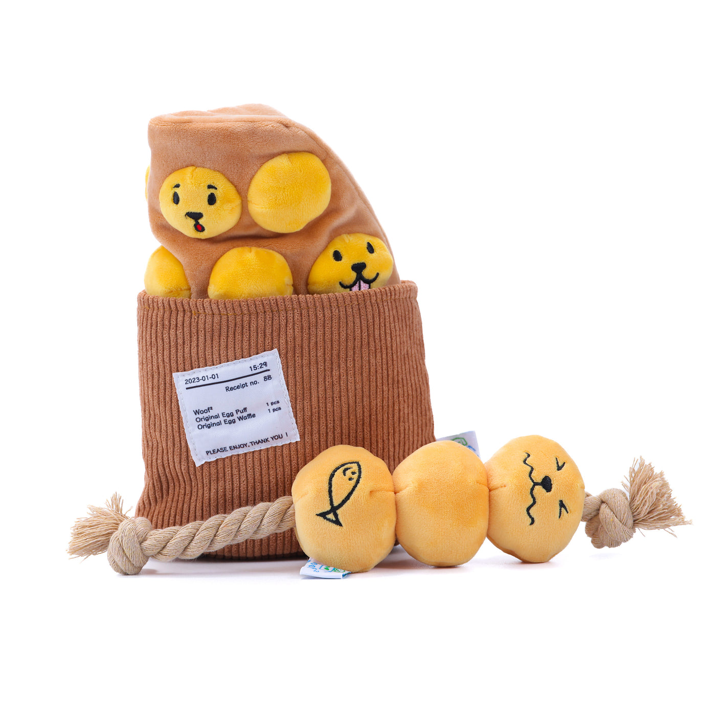 Woof² | HK Street Food 15% OFF Bundle [Egg Puff/Waffle + Curry Fishball Soft Plush Pet Toys]