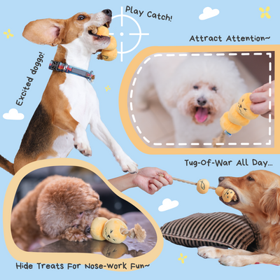 Woof² | Curry Fishball Soft Plush Rope Pet Pull Toy