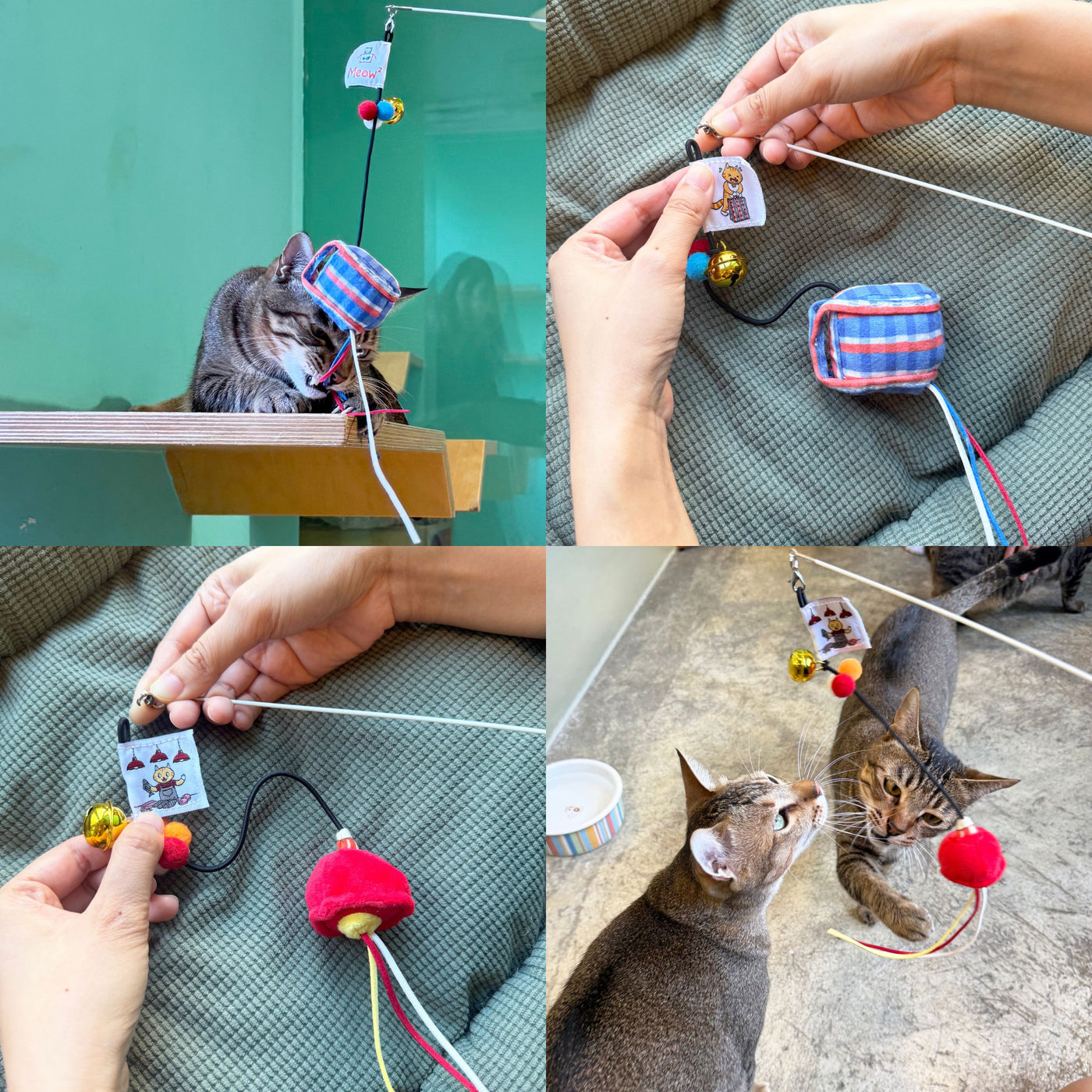 <tc>Meow² |香港標誌95折逗貓棒組合 [紅白藍膠袋＋紅色街市燈]</tc>