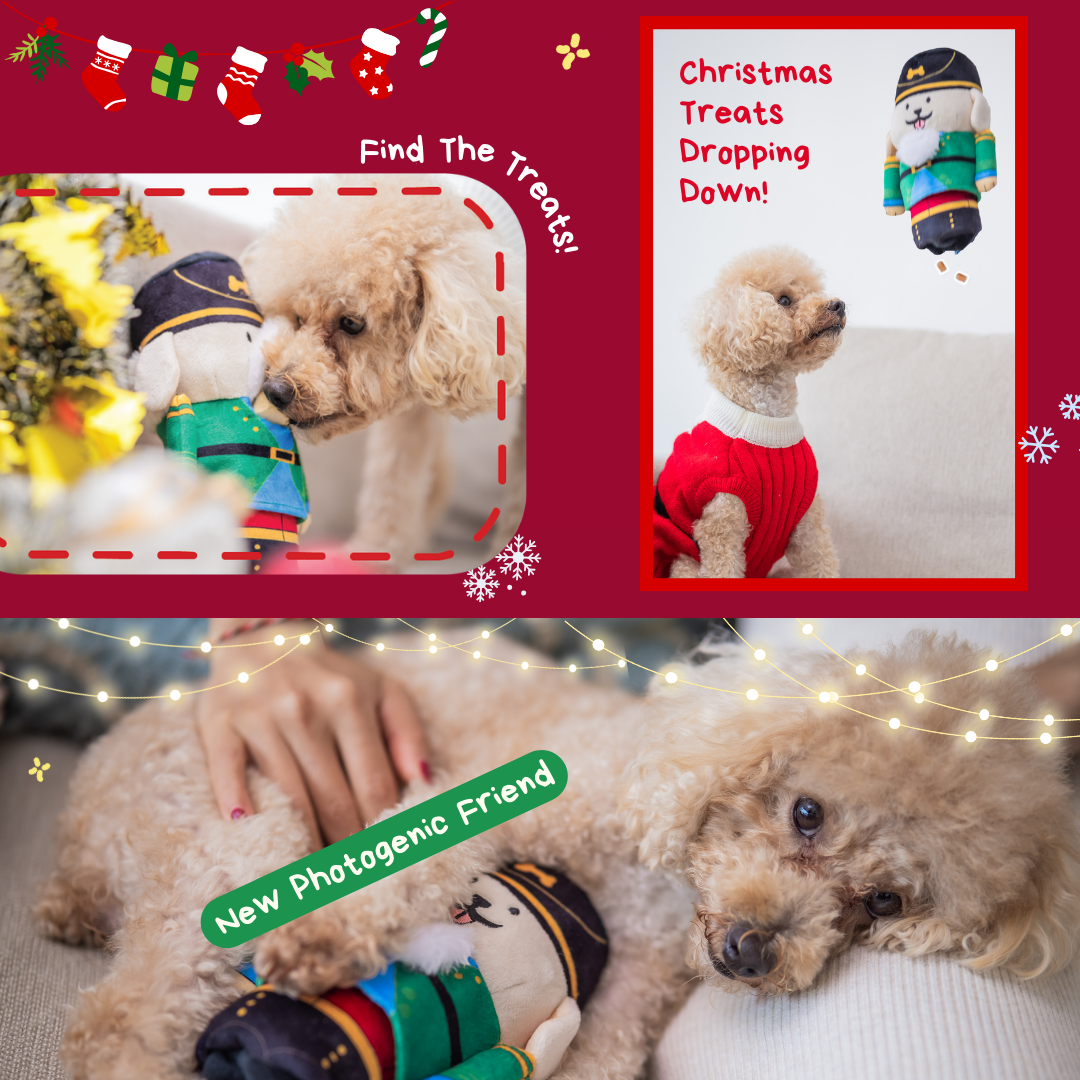 Woof² | Nutcracker Treat-Dispensing Soft Plush Pet Toy