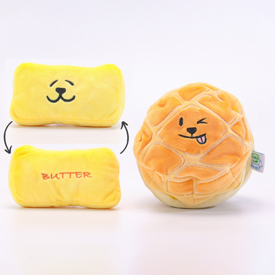 Woof² | Buttered Pineapple Bun 2-in-1 Nose-work Soft Plush Pet Toy