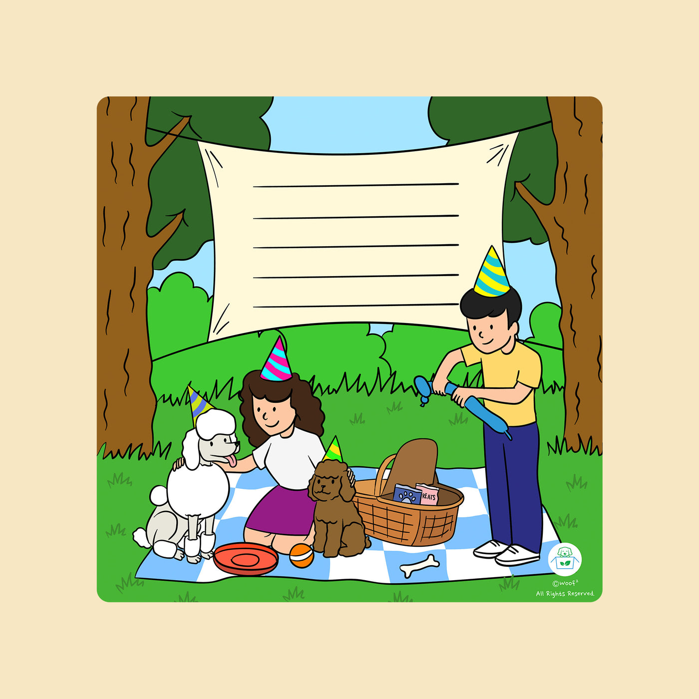 Woof² Poodle Picnic Party Card - Woof² HK