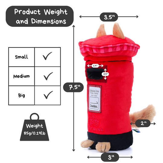 Woof² | British Postbox Treat-Dispensing Soft Plush Pet Toy Woof² | British Postbox Treat-Dispensing Soft Plush Pet Toy