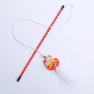 Chinese New Year 'Kitten' Soft Plush Teaser Wand Cat Toy - Woof² HK