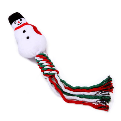 Christmas Small Snowman Rope Soft Plush Dog Pull Toy - Woof² HK