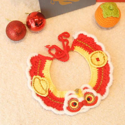 Chinese New Year Red Dancing Lion Dog/Cat Bandana - Woof² HK